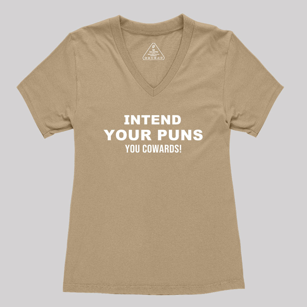 Intend Your Puns Women's V-Neck T-shirt