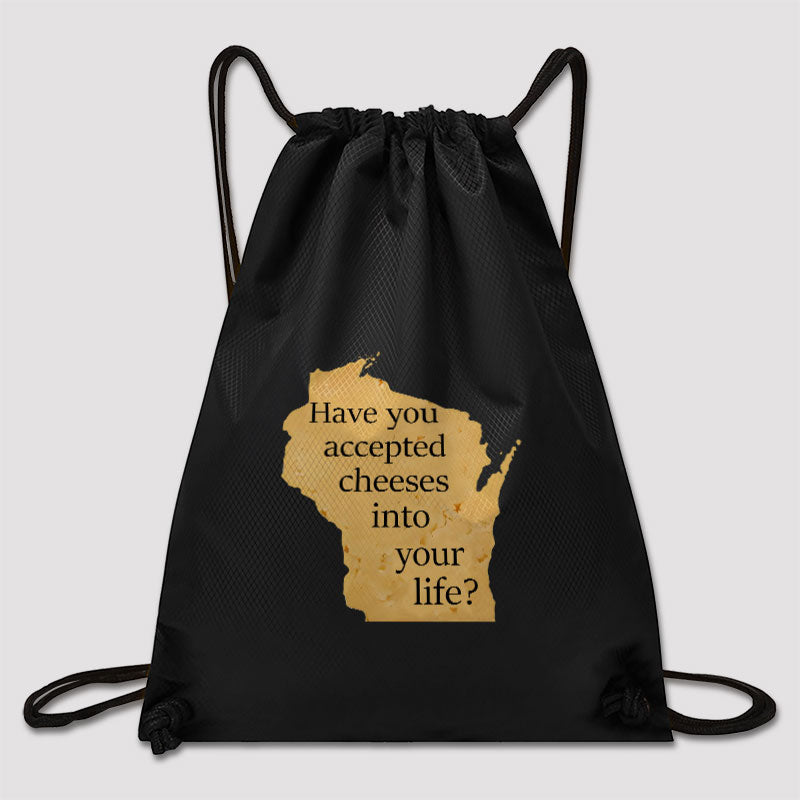 Wisconsin Cheese Pun Drawstring Cinch Bag