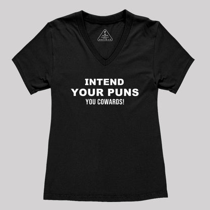 Intend Your Puns Women's V-Neck T-shirt