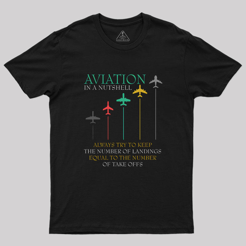 Funny Pilot Aviation In A Nutshell Geek T-Shirt