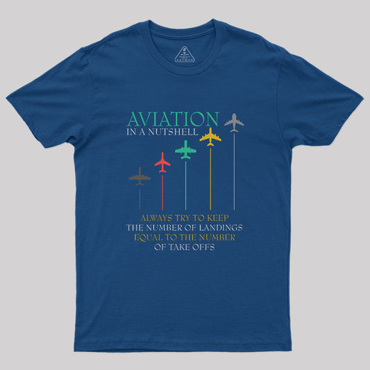 Funny Pilot Aviation In A Nutshell Geek T-Shirt