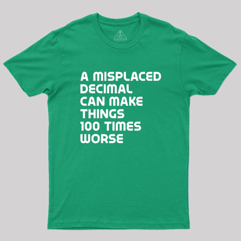 A misplaced decimal can make things 100 times worse Geek T-Shirt