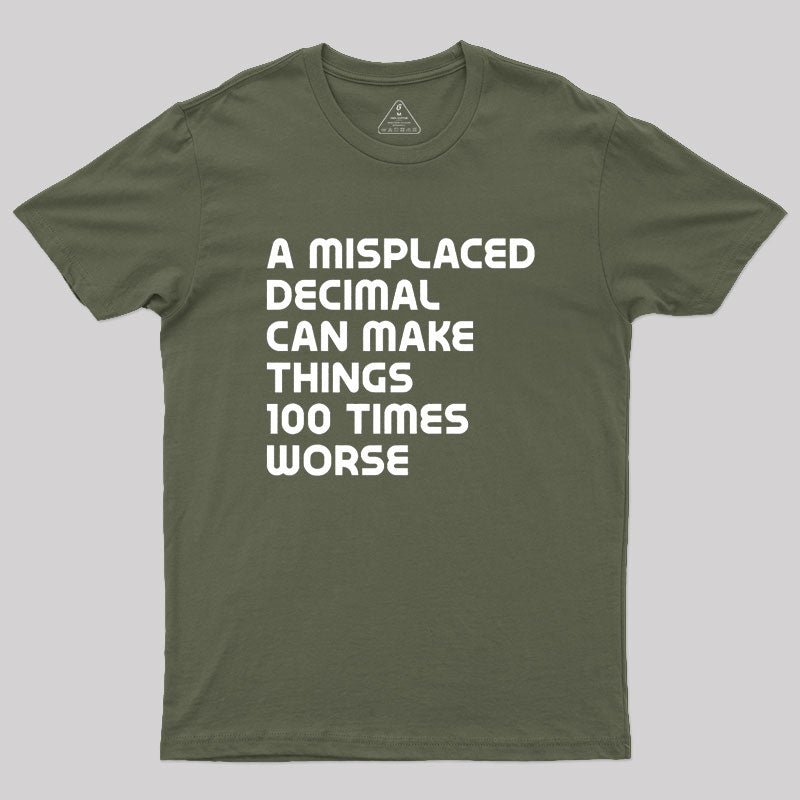 A misplaced decimal can make things 100 times worse Geek T-Shirt