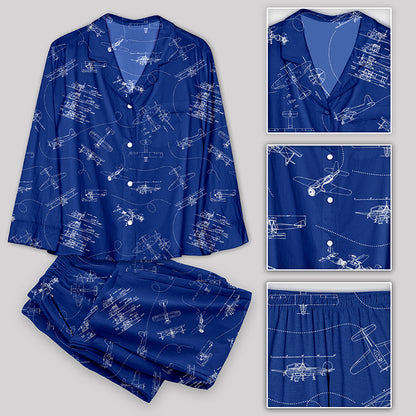 Aircraft Blueprint Pajamas Set