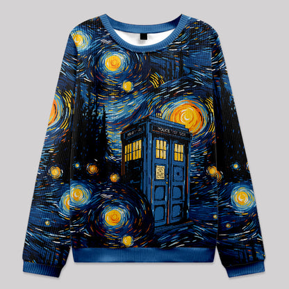 Starry Night Phone Booth Knit Sweatshirt