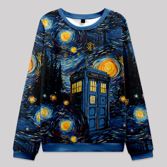 Starry Night Phone Booth Knit Sweatshirt