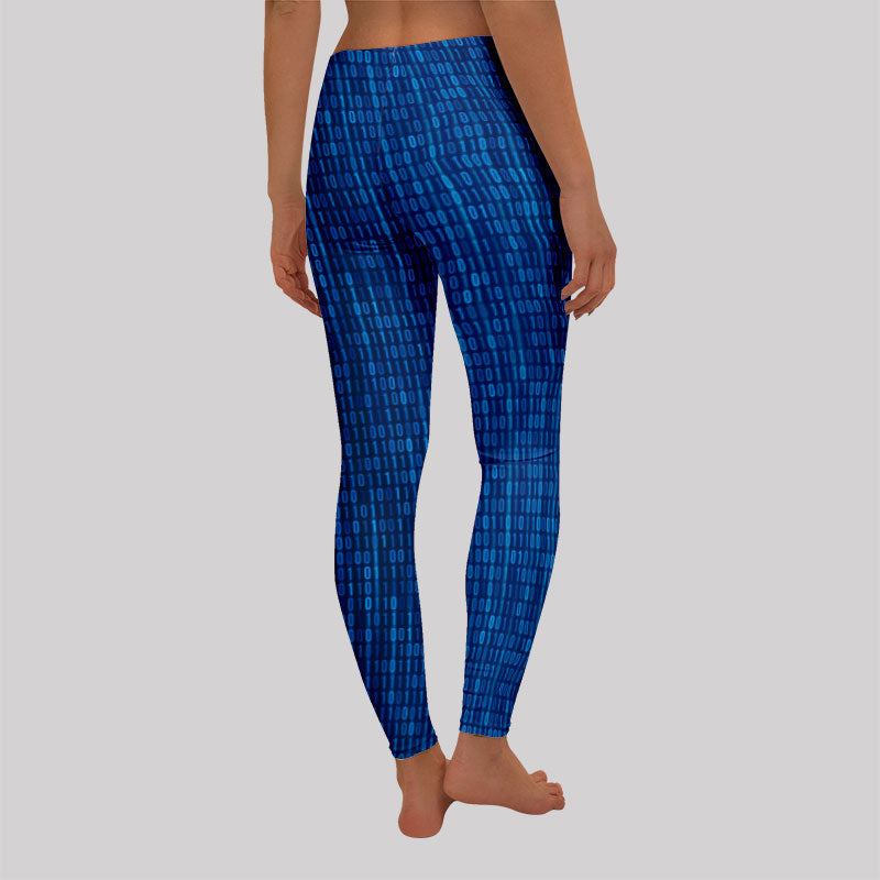 Binary Computer 1s and 0s Blue Geek Leggings