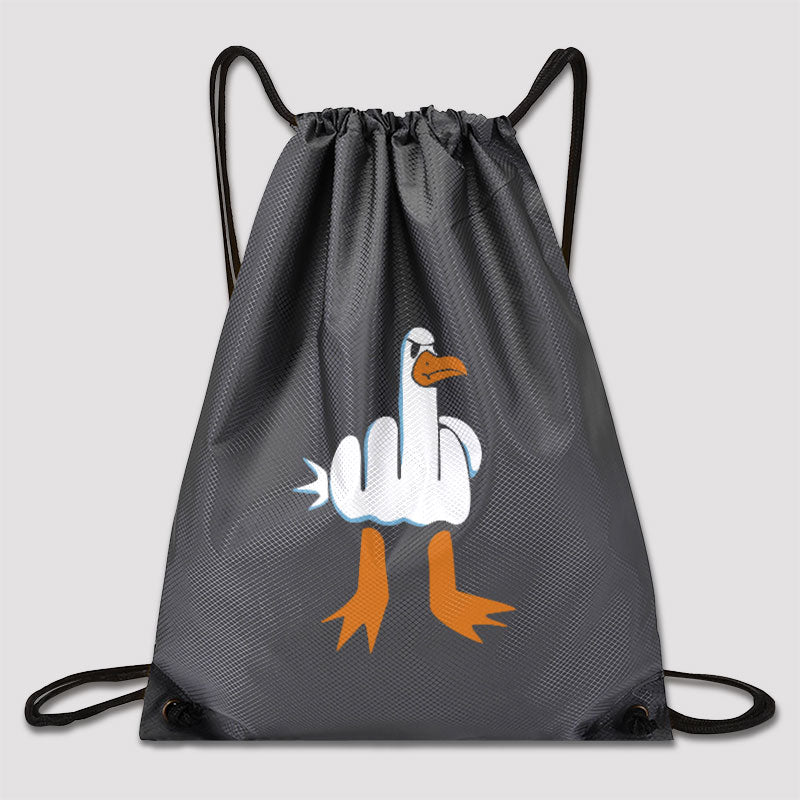 Rude Seagull Design Funny Drawstring Cinch Bag