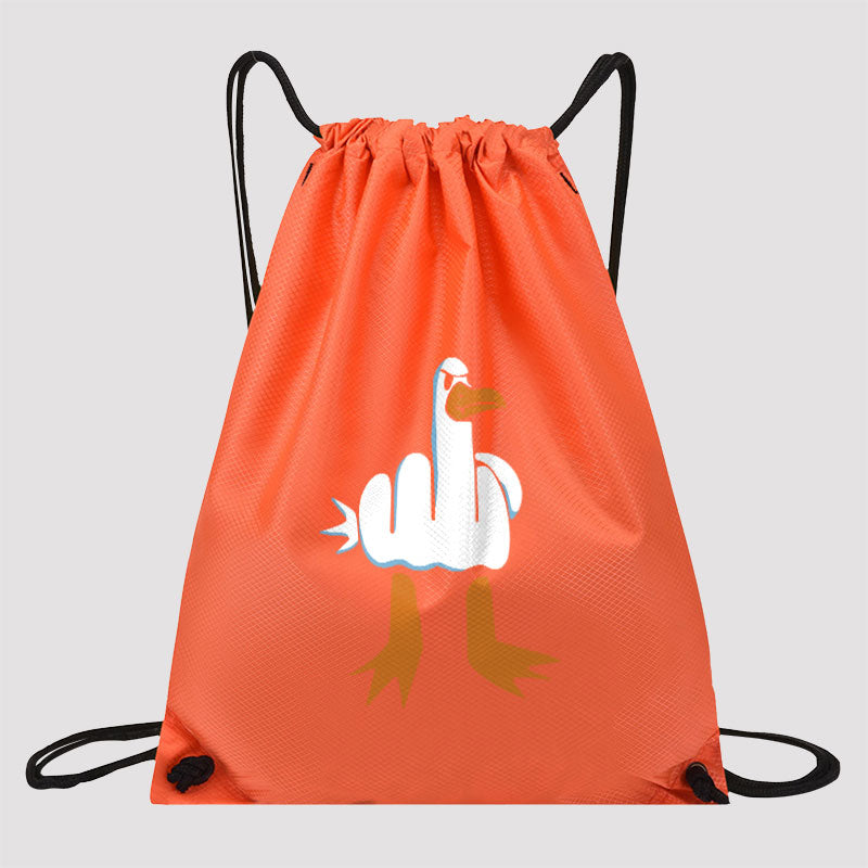 Rude Seagull Design Funny Drawstring Cinch Bag