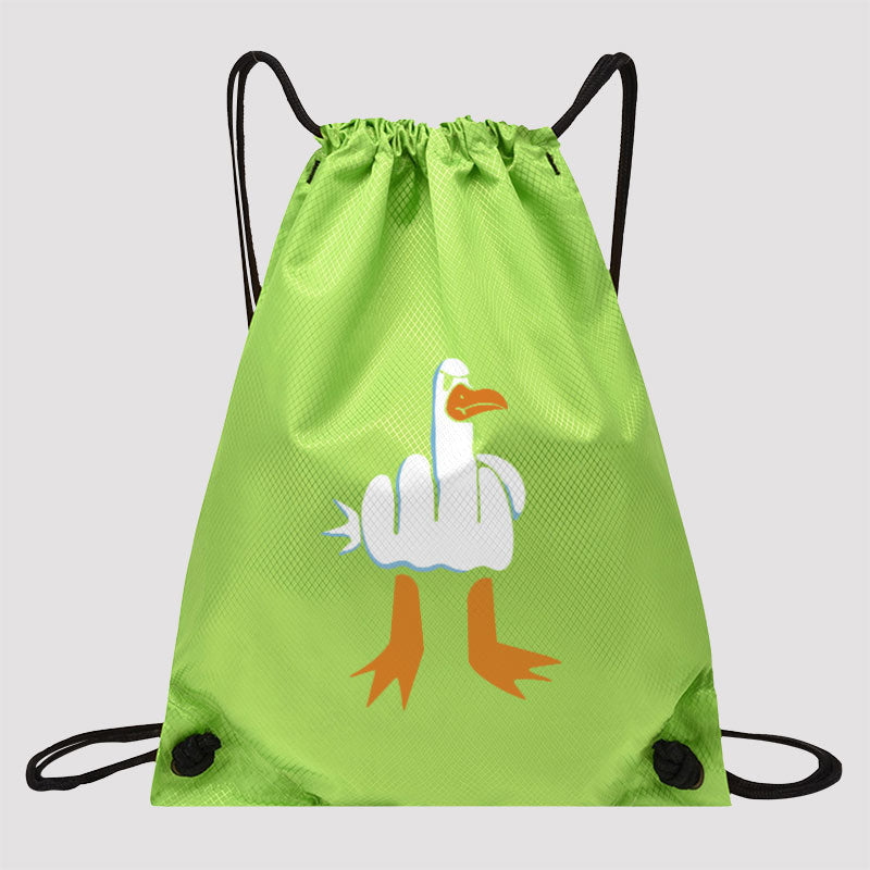 Rude Seagull Design Funny Drawstring Cinch Bag