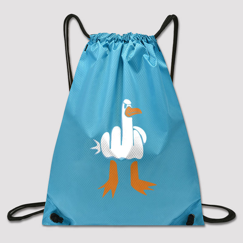 Rude Seagull Design Funny Drawstring Cinch Bag