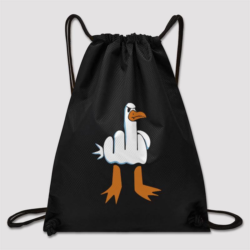 Rude Seagull Design Funny Drawstring Cinch Bag