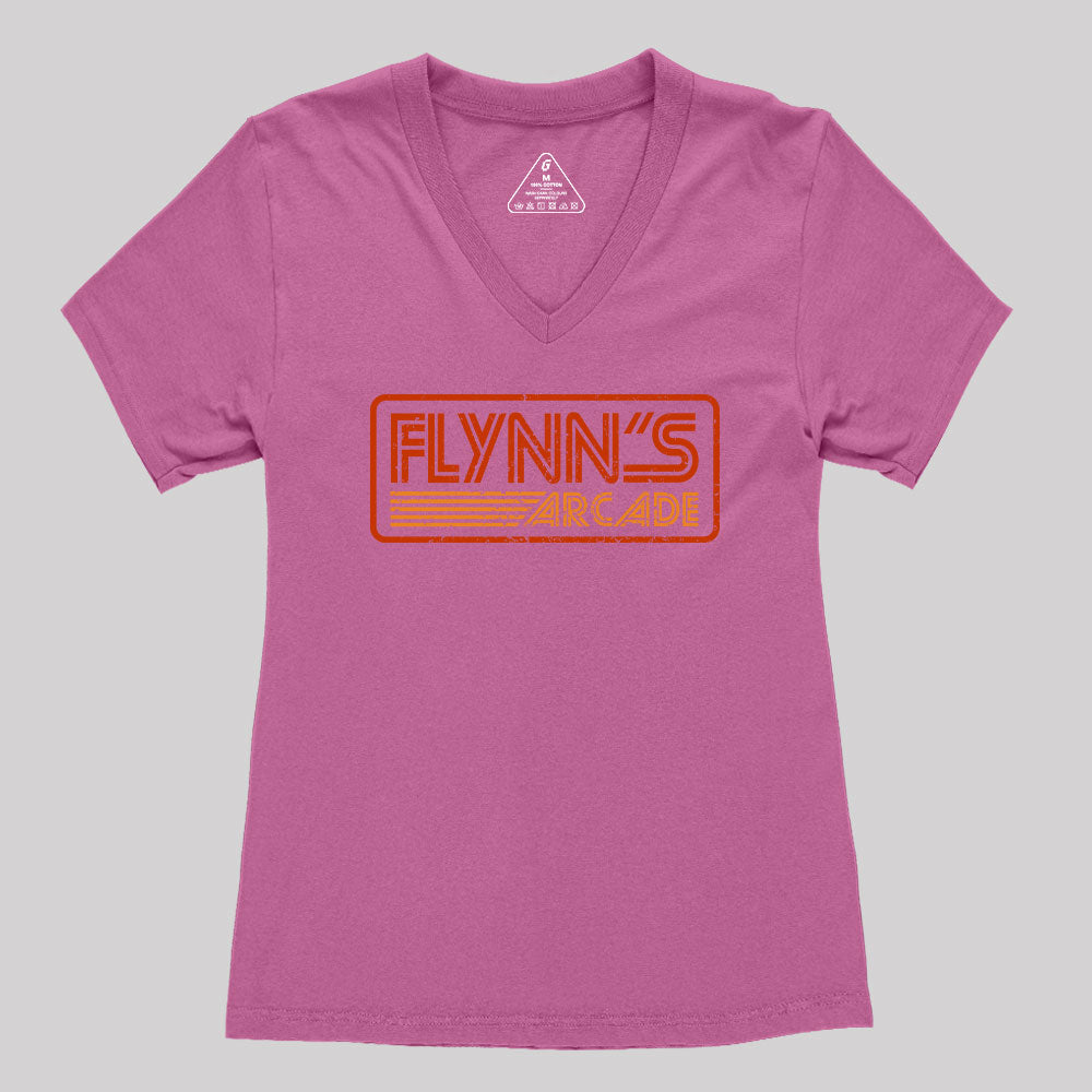 Flynn's Arcade 80s Retro Women's V-Neck T-shirt