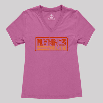 Flynn's Arcade 80s Retro Women's V-Neck T-shirt