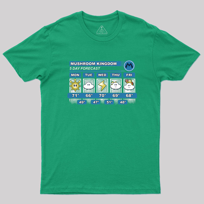 Mushroom Kingdom 5 Day Forecast Geek T-Shirt