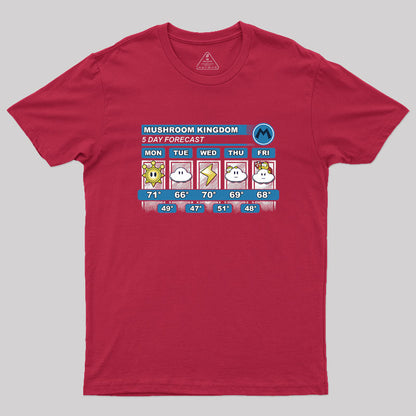 Mushroom Kingdom 5 Day Forecast Geek T-Shirt