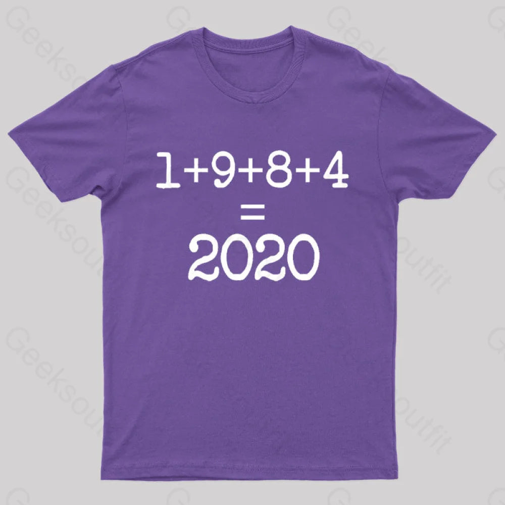 1984 Equals 2020 Orwellian Days Are Here Nerd T-Shirt Purple / S