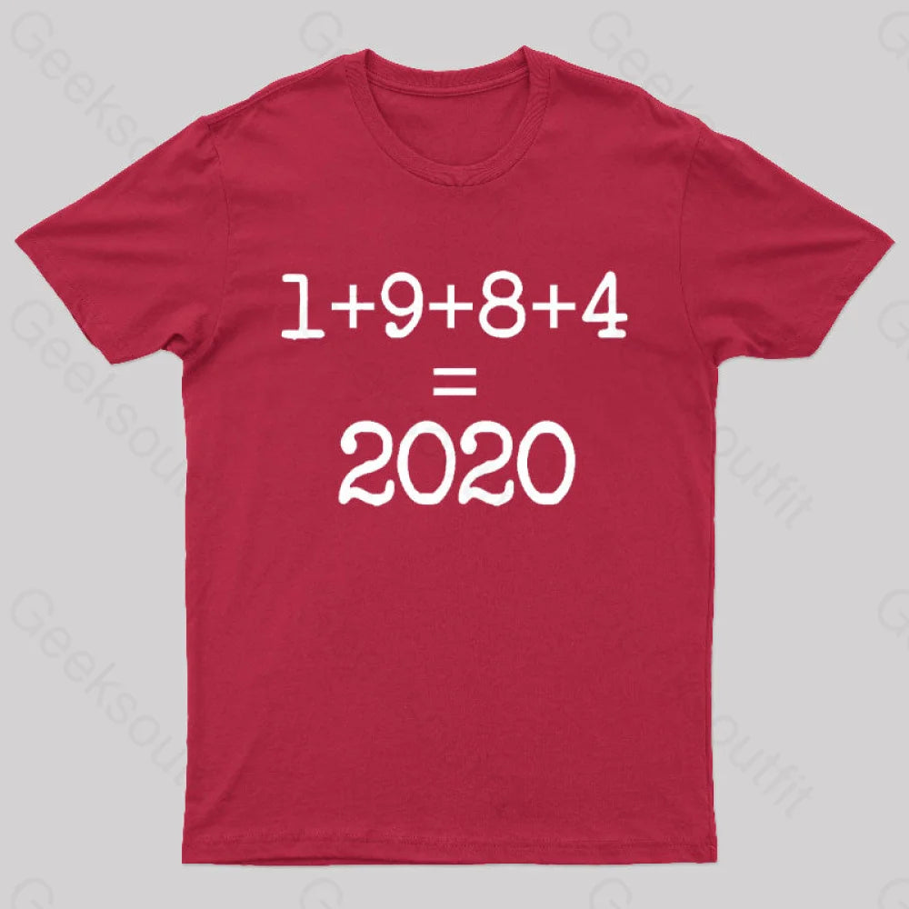 1984 Equals 2020 Orwellian Days Are Here Nerd T-Shirt Red / S