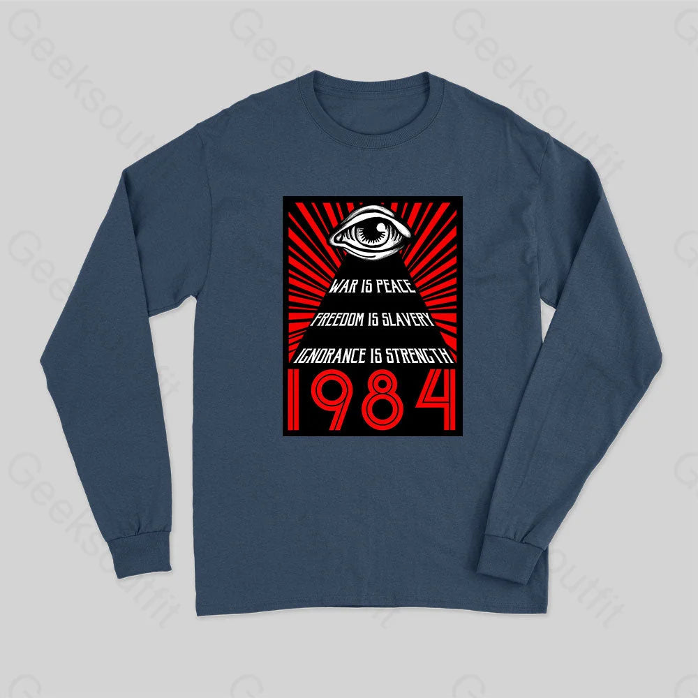 1984 Orwell Long Sleeve T-Shirt Navy / S