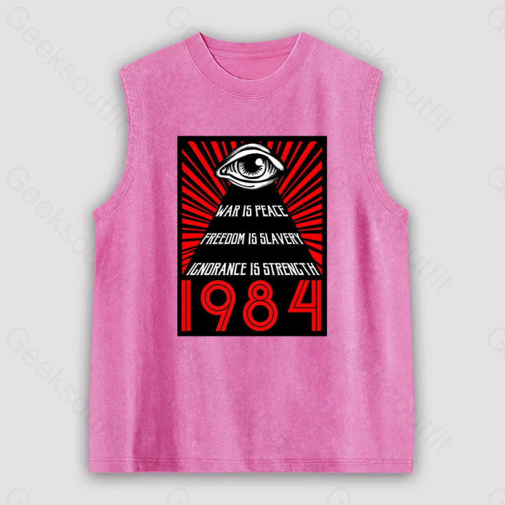 1984 Orwell Unisex Washed Tank Pink / S