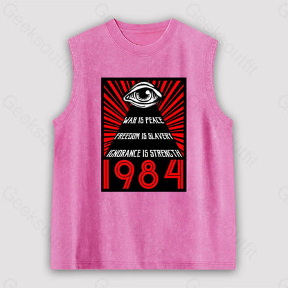 1984 Orwell Unisex Washed Tank Pink / S