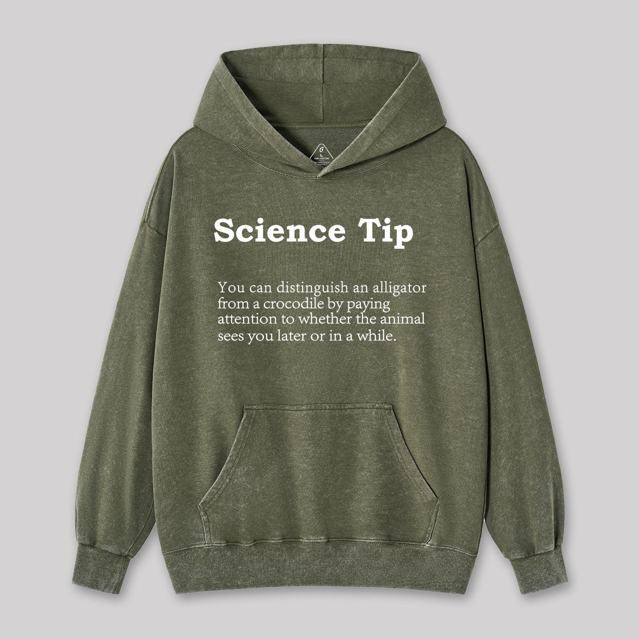 Crocodile Alligator Funny Science tip Washed Hoodie