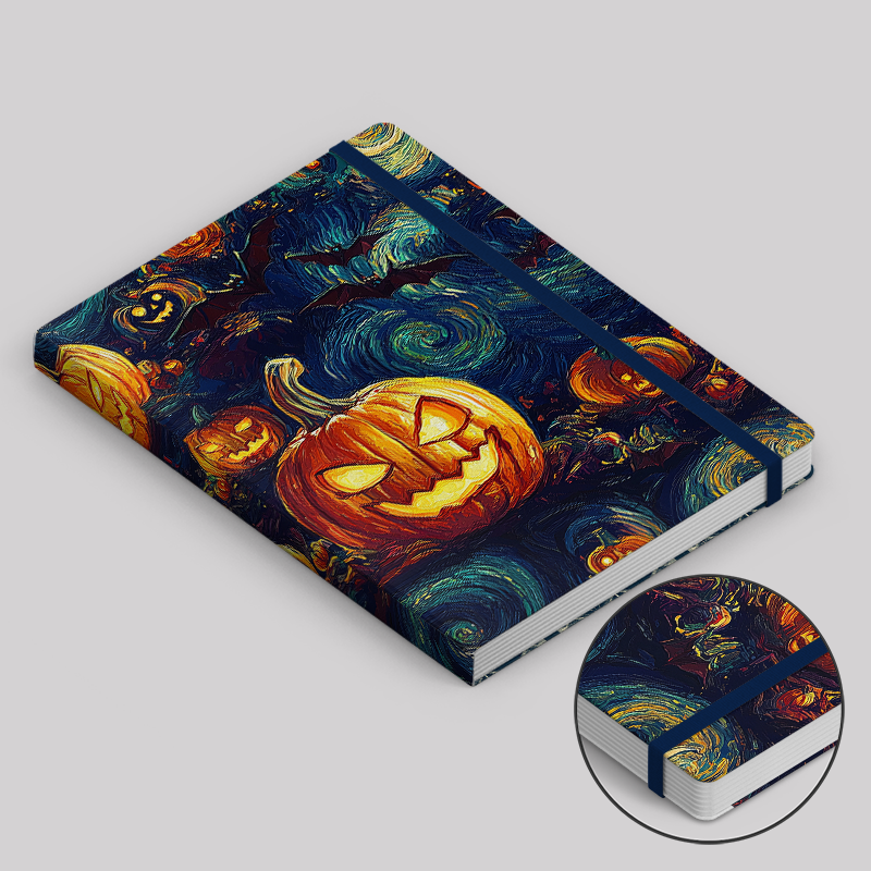 Halloween Pumpkin Lantern Van Gogh Style Notebook