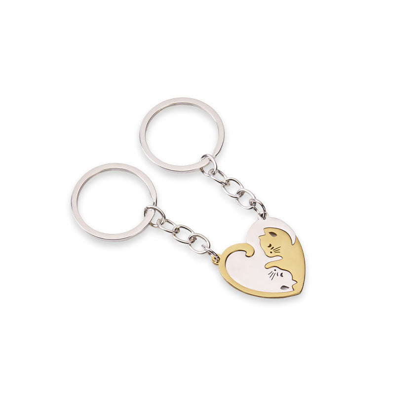 Hug Kitten Stainless Steel Spliced Keychain