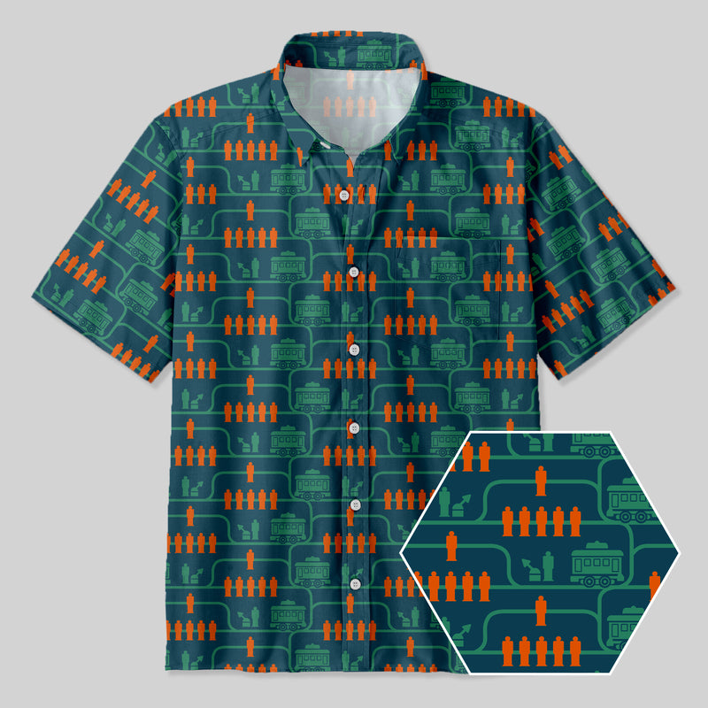 Trolley Problem Button Up Pocket Shirt