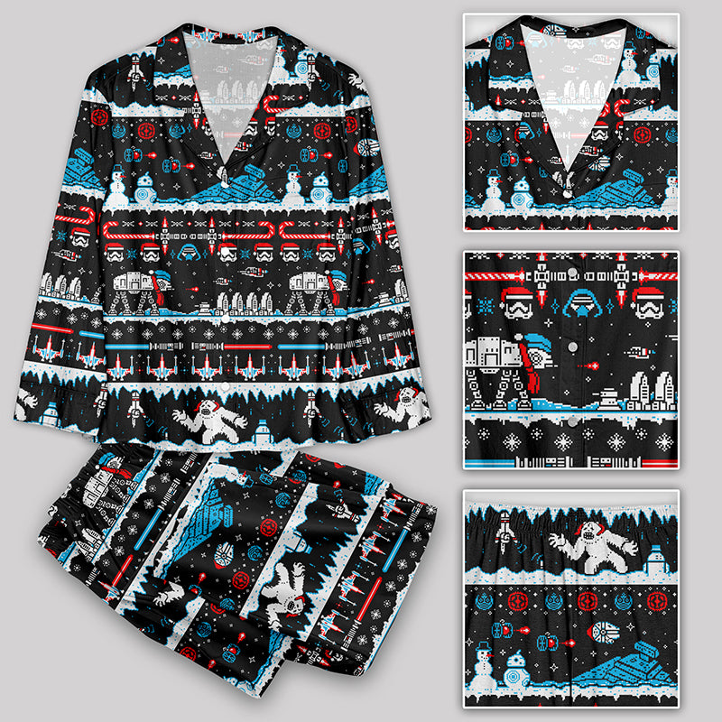 Pixel Art Robot Christmas Pajamas Set