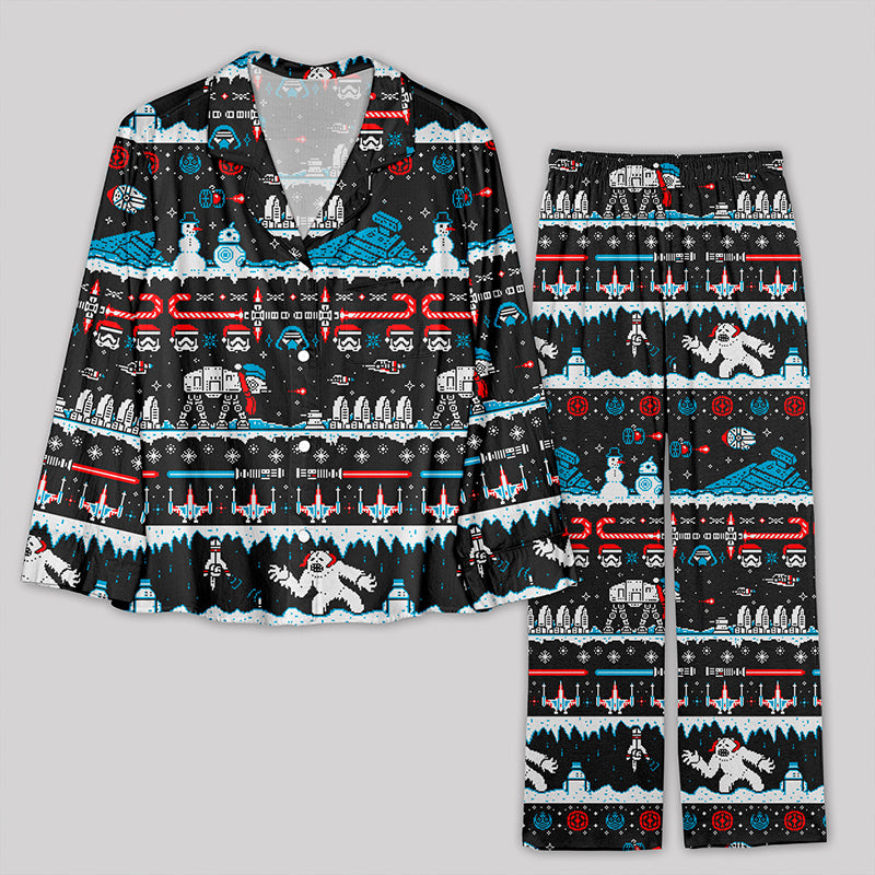 Pixel Art Robot Christmas Pajamas Set