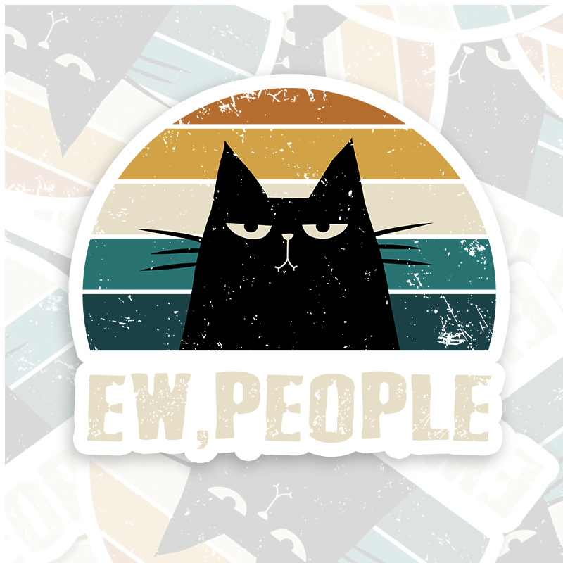 Ew People Funny Cat Geek Sticker