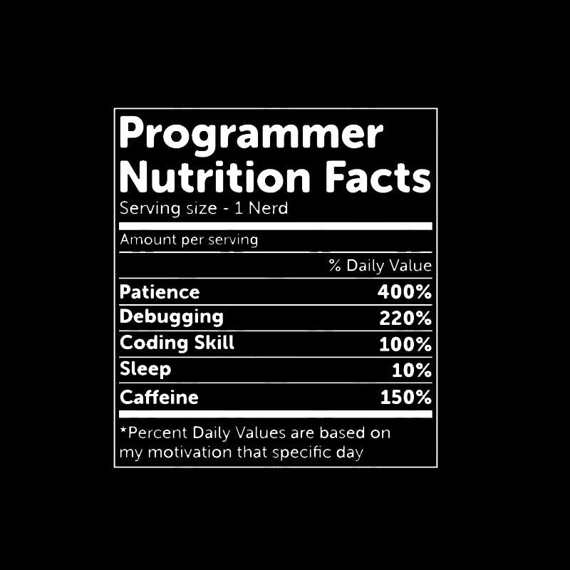 Programmer Nutrition Facts  T-Shirt