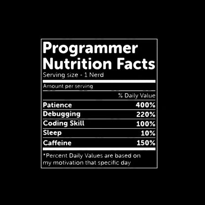 Programmer Nutrition Facts  T-Shirt