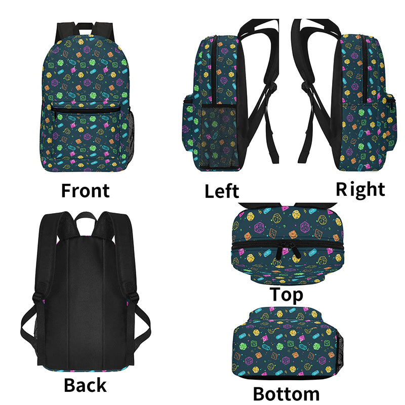 Colorful DND Dice RPG Geek Backpack