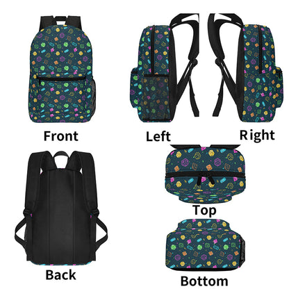 Colorful DND Dice RPG Geek Backpack