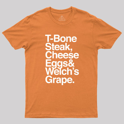 Guest Check T-Bone Steak, Cheese Eggs, Welch's Grape Geek T-Shirt