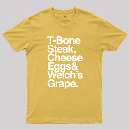 Guest Check T-Bone Steak, Cheese Eggs, Welch's Grape Geek T-Shirt