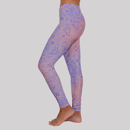 Computer Circuit Board Purple Geek Leggings