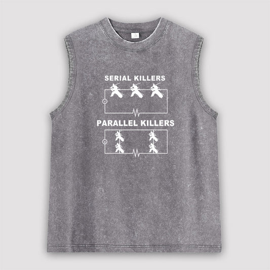 Serial Killers VS Parallel Killers Circuit Diagram Unisex Washed Tank