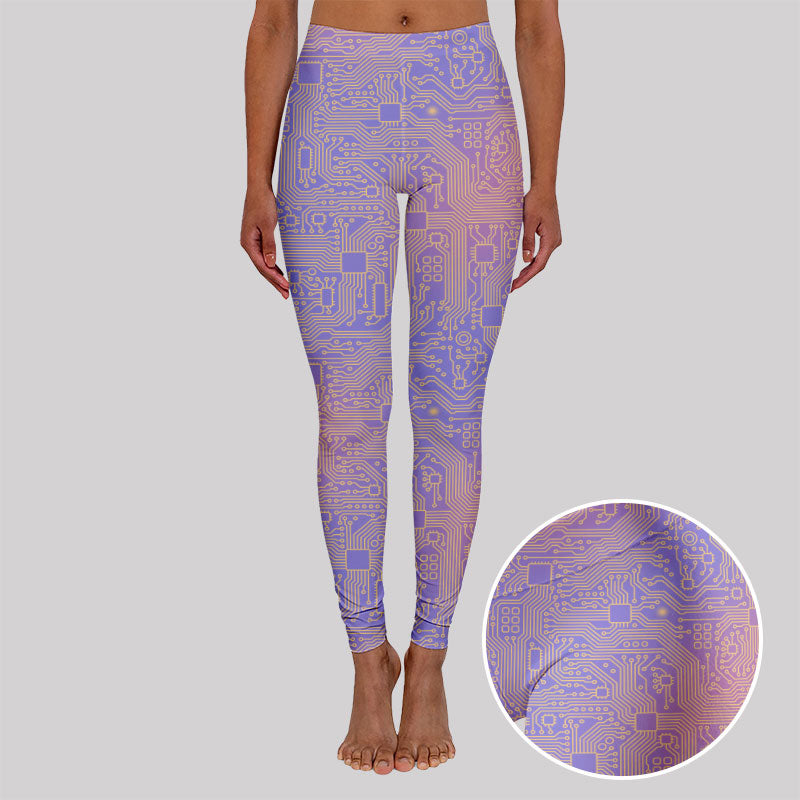 Computer Circuit Board Purple Geek Leggings