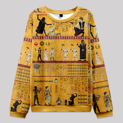 Dark Warrior Ancient Egypt Mural Knit Sweatshirt