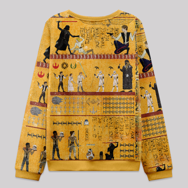 Dark Warrior Ancient Egypt Mural Knit Sweatshirt