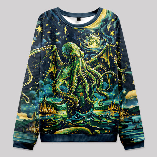 Cthulhu Starry Night Oil Painting Knit Sweatshirt