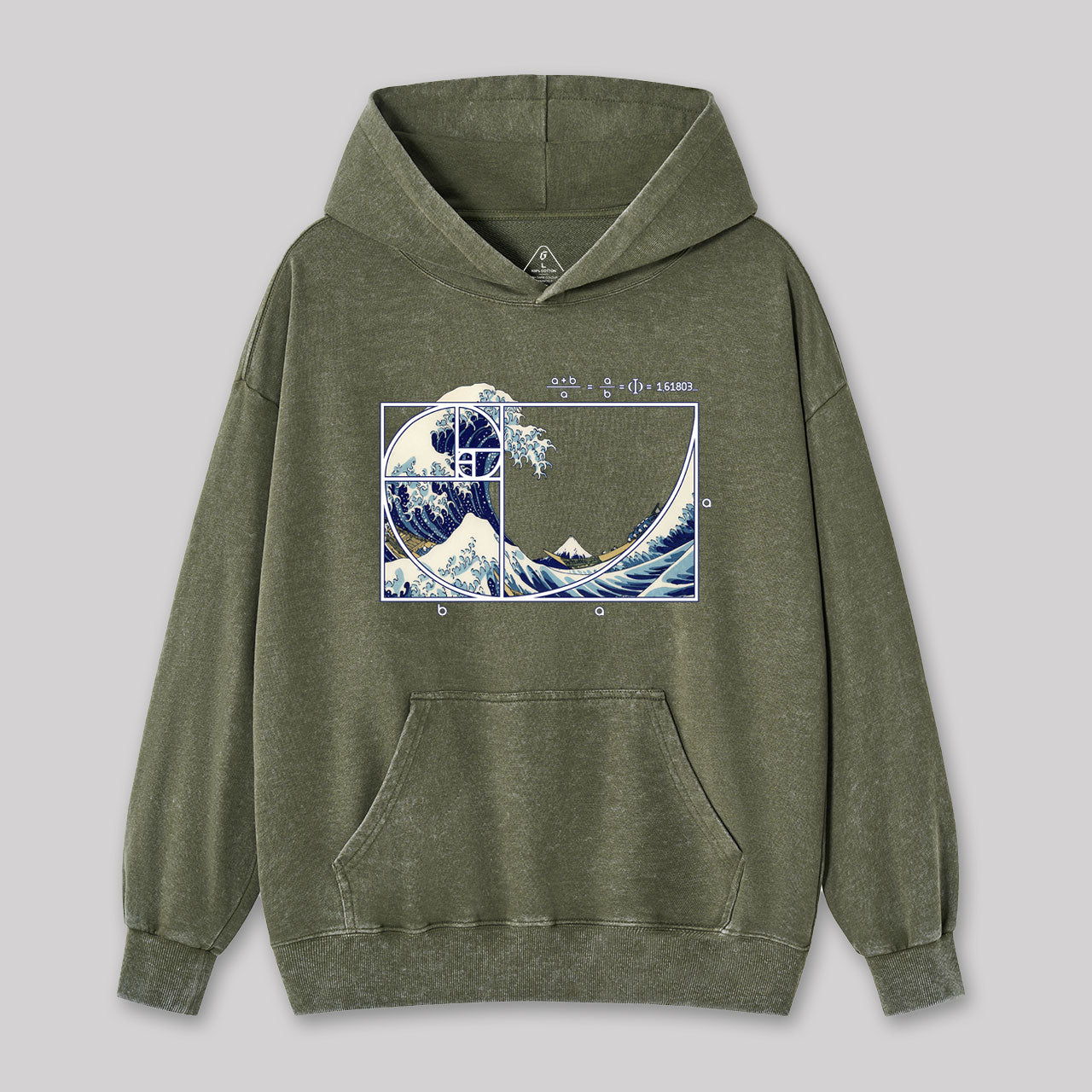 The Great Fibonacci Wave Washed Hoodie