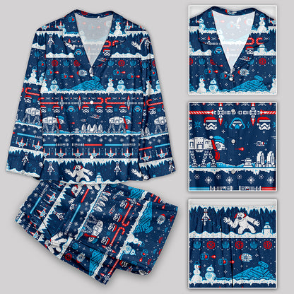 Pixel Art Robot Christmas Pajamas Set