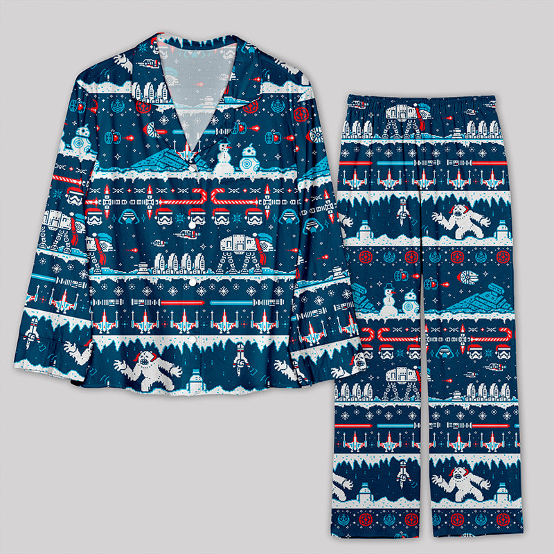 Pixel Art Robot Christmas Pajamas Set