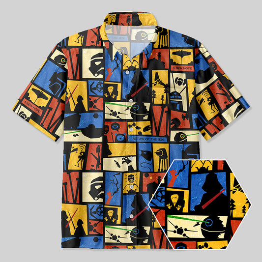 Sci-fi Silhouette Painting Button Up Pocket Shirt