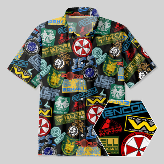 Sci-fi Movie Virtual Company Logo Collection Button Up Pocket Shirt