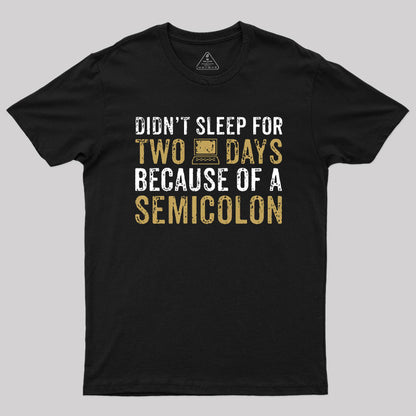 Didn't Sleep For Two Days Because Semicolon T-Shirt